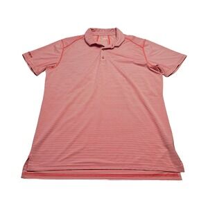Bonobos Golf Mens Large Pink White Striped Performance Polo Shirt Standard Fit